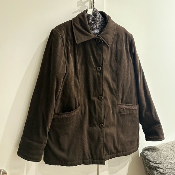 Vintage Tradition Corduroy‎ Faux Suede Chocolate Jacket Coat Large - Picture 10 of 12